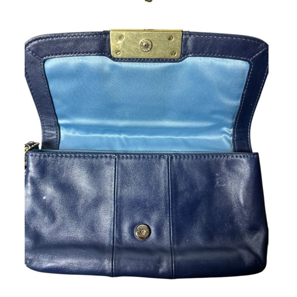 Coach Midnight Blue Leather Clutch with Brass Details - Picture 4 of 4
